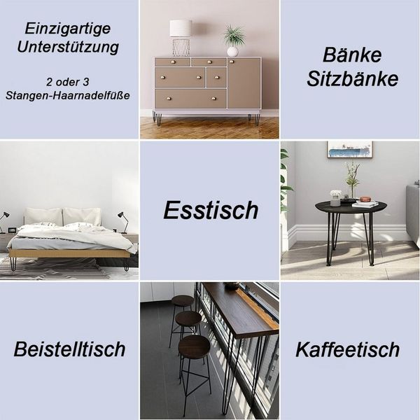 Melko Tischbein Tischgestell Hairpin Tischbeine 4er-Set Leg Haarnadelbeine, Bodenschoner