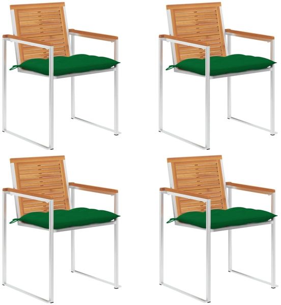 vidaXL Gartenstühle 4 Stk. mit Kissen Massivholz Akazie 3078490