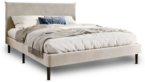 Home Collective Polsterbett 140x200 und 160x200 cm mit Lattenrost und weichem Bezug, Bettgestell (Doppelbett mit gepolstertem Kopfteil, robustes Gestell, hoher Liegekomfort), 160x200 cm, Beige, Cordbezug