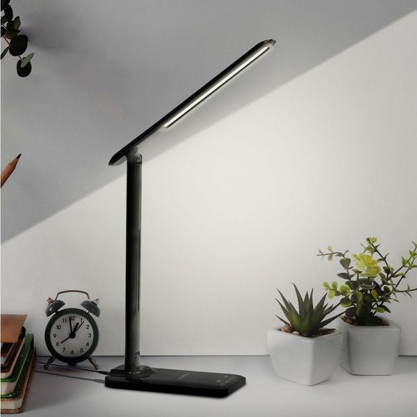 LQWELL Schreibtischlampe Schreibtischlampe LED, LED wechselbar, 3 Farbtemperaturmodi und 9 Helligkeitsstufen, Flimmerfreie Augenschutz, Touch-Steuerung, Speicherfunktion