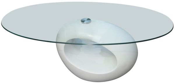 vidaXL Couchtisch mit Ovaler Glasplatte Hochglanz Weiß 240318