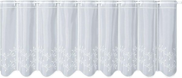 Gerster Scheibengardine TWINE (1 St), Durchzuglöcher, transparent, Hochwertiger Voile bestickt Blumenranken