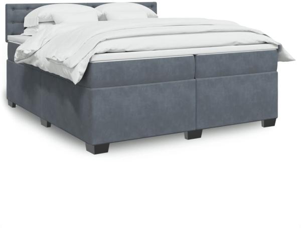 vidaXL Boxspringbett mit Matratze Dunkelgrau 200x200 cm Samt 3286415