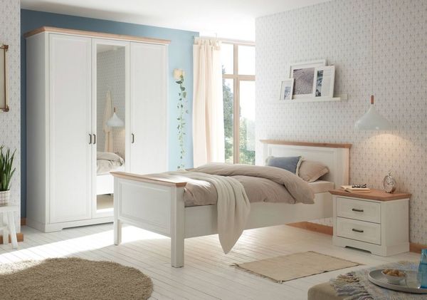 Singlezimmer JASMIN 3-teilig Schlafzimmerset Pinie weiß Nachbildung