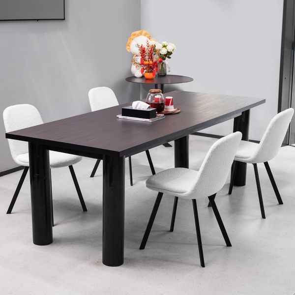 Esszimmerstuhl Beige 84cm×44cm×43cm mit Teddyfleece und Metallgestell – belastbar bis 120 kg
