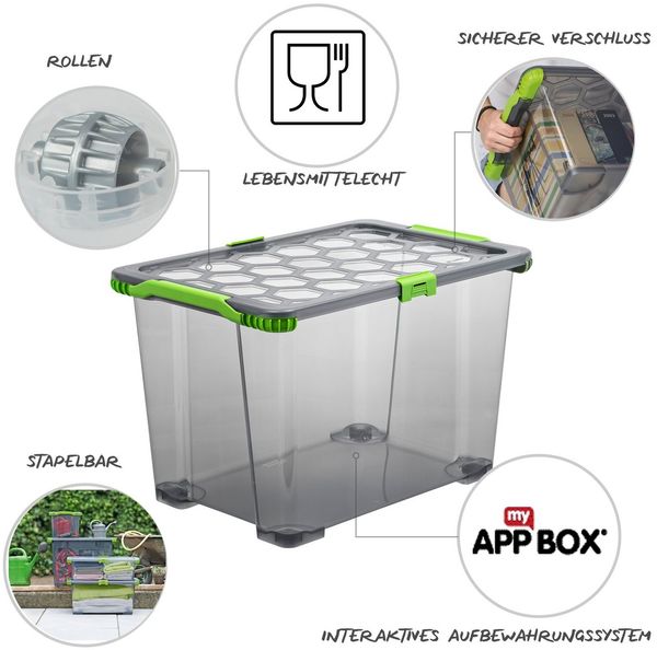 ROTHO Aufbewahrungsbox Evo Total Protection 65l Kiste mit Deckel und Räder Bild 3