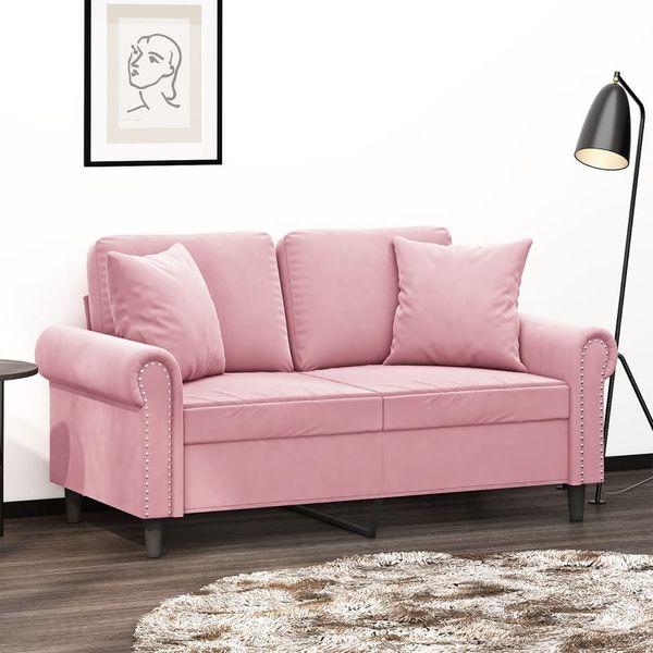 vidaXL 2-Sitzer-Sofa mit Zierkissen Rosa 120 cm Samt 3200938