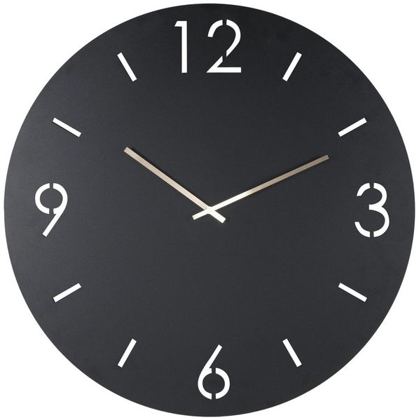 Spinder TIME Ø 60 Minimalistische Stahl-Wanduhr, Schwarz