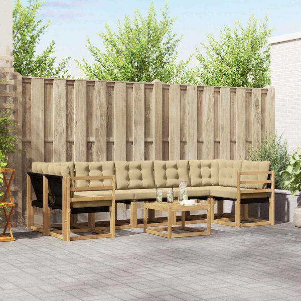 vidaXL Outdoor-Sofagarnitur mit Kissen 8 pcs Weiß und Beige 3389299