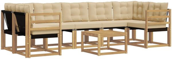 vidaXL Outdoor-Sofagarnitur mit Kissen 8 pcs Weiß und Beige 3389299 Bild 2