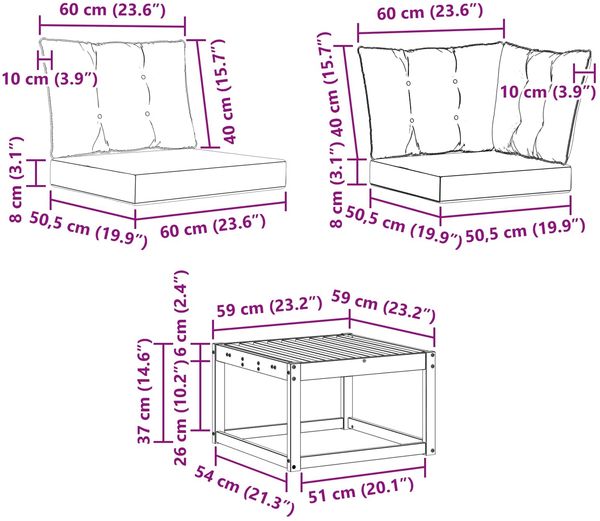 vidaXL Outdoor-Sofagarnitur mit Kissen 8 pcs Weiß und Beige 3389299 Bild 9