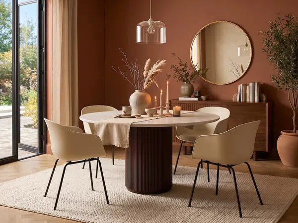 Vente-unique - ASKAM Esstisch Marmor Weiß - B 120 cm x H 76 cm x L 120 cm