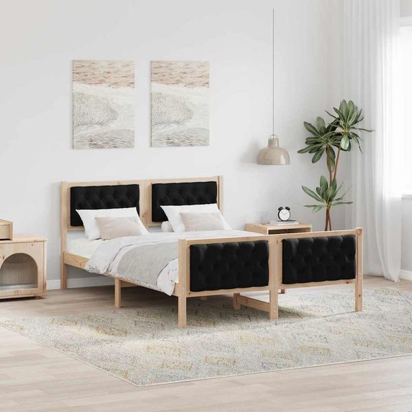 vidaXL Bettrahmen Schwarz 150 x 200 cm Massives Kiefernholz 3394285