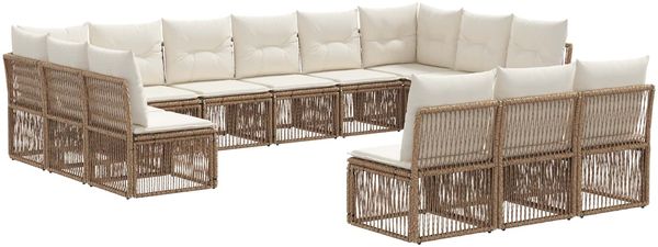 vidaXL Gartensofa-set 13 pcs Beige Poly-Rattan 3434388