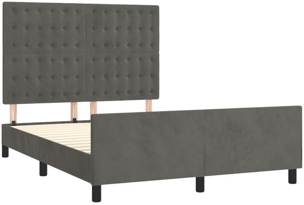 vidaXL Bettgestell mit Kopfteil Samt Dunkelgrau 140x200 cm, Härtegrad: H2 [3126002] Bild 4