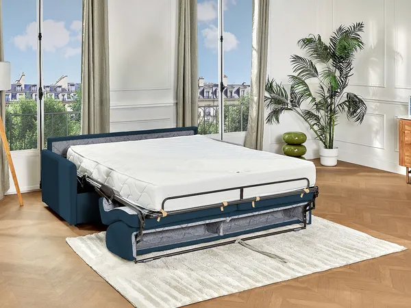 Schlafsofa 4-Sitzer CALIFE - Stoff - Marineblau - Liegefläche: 160 cm - Matratzenhöhe: 22 cm