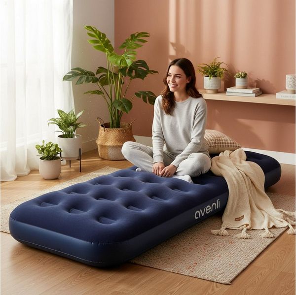Avenli Luftbett Luftbett Camping für 1 Person mit Pumpe 191x73x22cm, (Gästebett Matratze aufblasbar Ideal als Reisebett oder Isomatte, Set mit Luftpumpe), für Indoor und Outdoor mit beflockter Oberfläche
