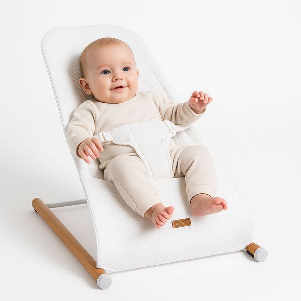 Babywippe, Buche, Mesh Atmungsaktiv, weiß, L 74 cm