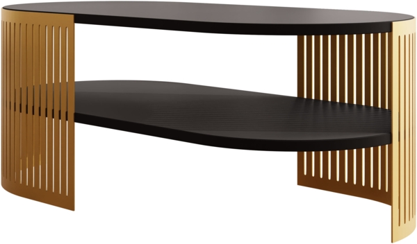 Couchtisch Fahugin Oval Gold II (Farbe: Gold / Schwarz Molet)