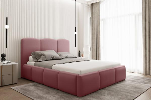 Polsterbett Doppelbett DUNIA Komplettset in Stoff Opera Velvet Salmon 140x200cm