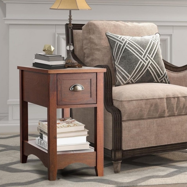 KOMFOTTEU Beistelltisch Nachttisch (1-St), mit Schublade und offenem Regal Bild 2