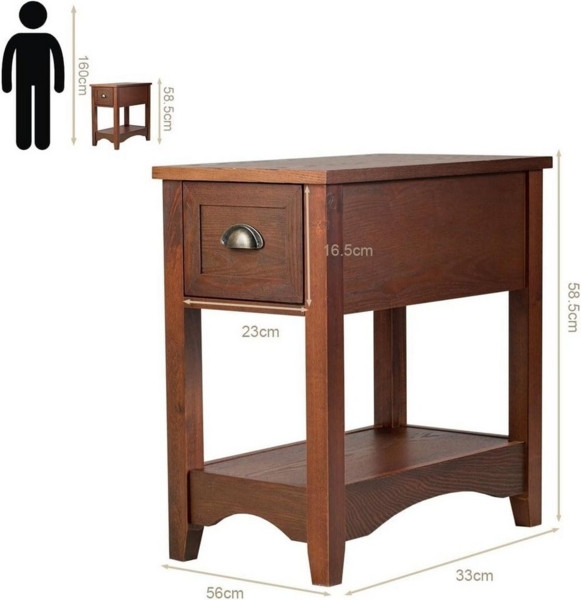 KOMFOTTEU Beistelltisch Nachttisch (1-St), mit Schublade und offenem Regal Bild 3