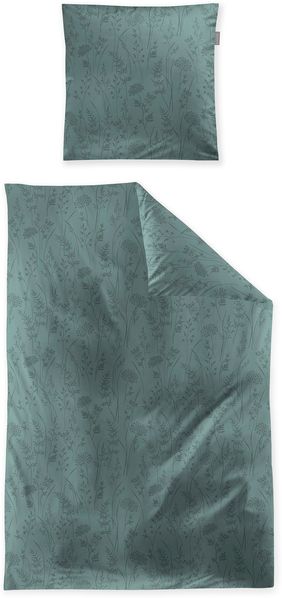Irisette Premium Jacquard Bettwäsche Rio 155x220 Gräser grün salbei uni 8643-30
