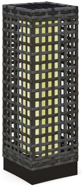 Outsunny LED Solarleuchte Rattan Solarlampe, Wasserdichte Wegleuchte mit Lichtsensor, Solarbetrieben, Lichtsensor, Wasserdicht, LED, Weiß, Stahl, Grau, 15,5 x 15,5 x 46 cm