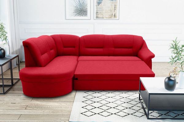 DOMO collection Ecksofa Faenza für kleine Räume, Stellmaße 232,176cm, komfortabel, L-Form, mit Ottomane, zeitlos, elegante Armlehnen, wahlweise mit Bettfunktion