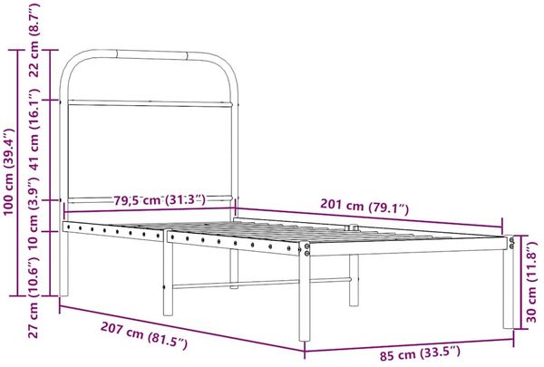 vidaXL Bettgestell ohne Matratze 80x200 cm Braun Eichen-Optik 4100298 Bild 9