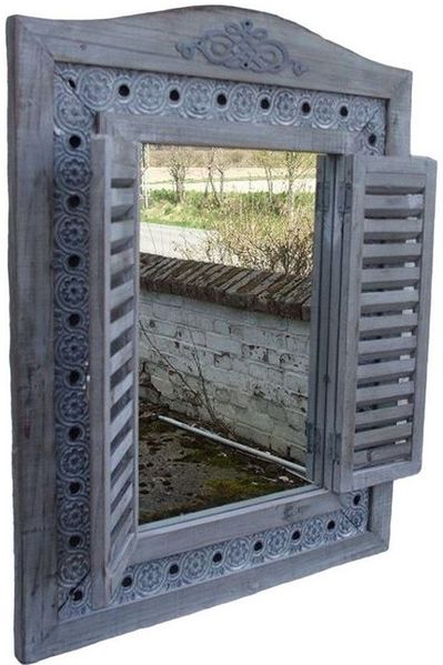 Deko-Impression Dekospiegel Großer Wandspiegel, Fensterläden, Landhausstil, grau, 73x55 cm (1-St)