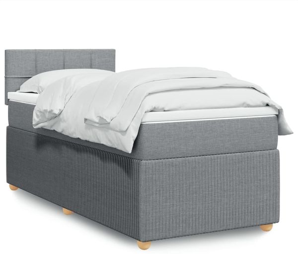 vidaXL Boxspringbett mit Matratze Hellgrau 100x200 cm Stoff 3287367
