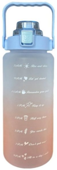 Botells Trinkflasche 2 Liter, Trinkmotivation mit Strohhalm, schöner Farbverlauf, auslaufsicher, BPA frei, für Camping, Reisen, Schule, Sport und Büro