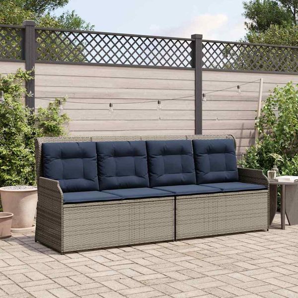 vidaXL Gartenbank Grau Poly-Rattan 3394456