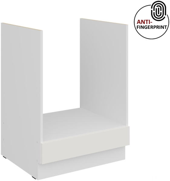 Küchen Herdunterschrank 60 cm Küche ARIA Weiss ultra matt + Weiss matt, hochwertige Fronten mit Anti Fingerprint Beschichtung Küchenzeile Küchenblock