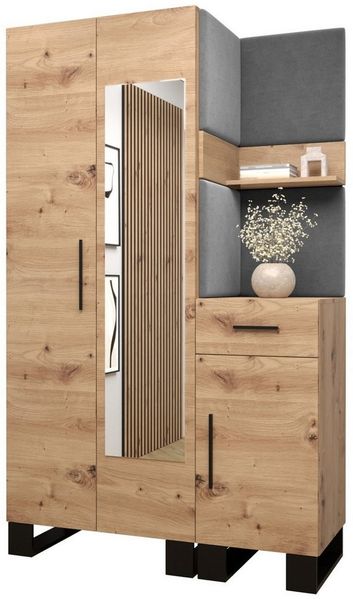 ABIKS MÖBEL Garderoben-Set ARTIN Set 16 Garderobe mit gepolsterten Paneelen, Industriell Design