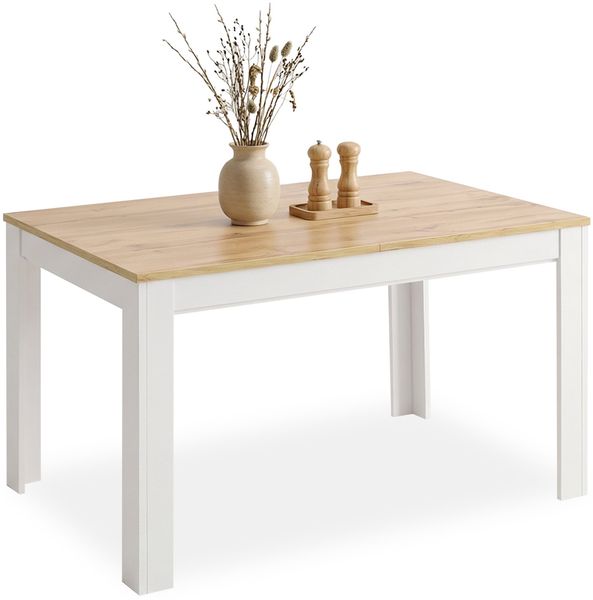 Esstisch ausziehbar 135x86 cm Wohnzimmertisch Weiß Holz Eiche Küchentisch Esszimmertisch Holztisch Tisch