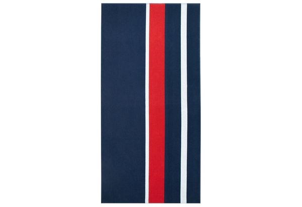 ZOLLNER Strandtuch, Glattvelours (1-St), 100 x 200 cm, 100% Baumwolle, blau-weiß-rot gestreift