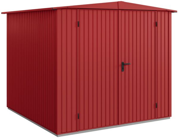 Hörmann Ecostar Metall-Gerätehaus Trend mit Satteldach Typ 2, 238x238 cm , purpurrot, 5,7 m²,2-flüglige Tür