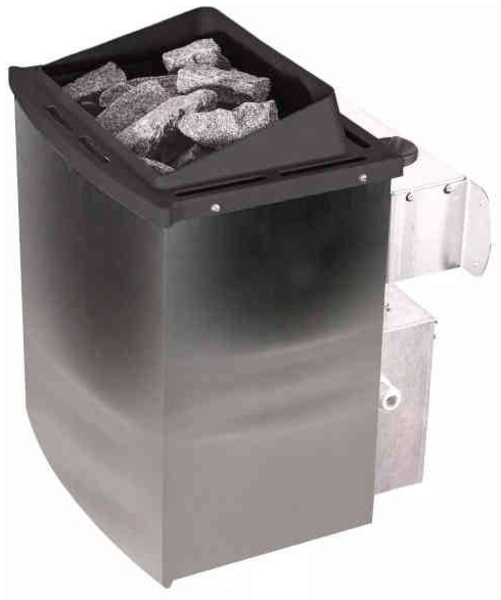 Karibu Sauna Larin mit Dachkranz + 9kW Saunaofen mit integrierter Steuerung Klarglas Ganzglastür Bild 3