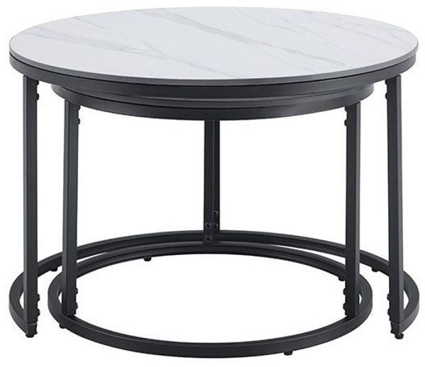 riess-ambiente Couchtisch ELEGANCE 70cm weiß schwarz - Keramik, Metall, rund, 2er Set, zeitlos (Set, 2-St), Frei arrangierbare Beistelltische - ideal für Wohn- & Schlafzimmer