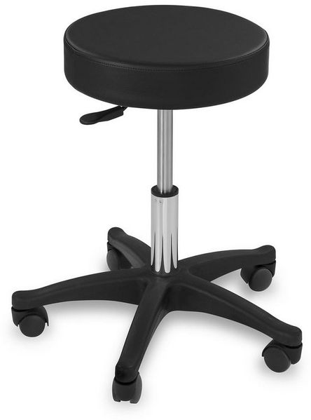 Physa Drehhocker Rollhocker Arbeitshocker höhenverstellbar 45-58 cm Kunstleder Schwarz, Schwarz