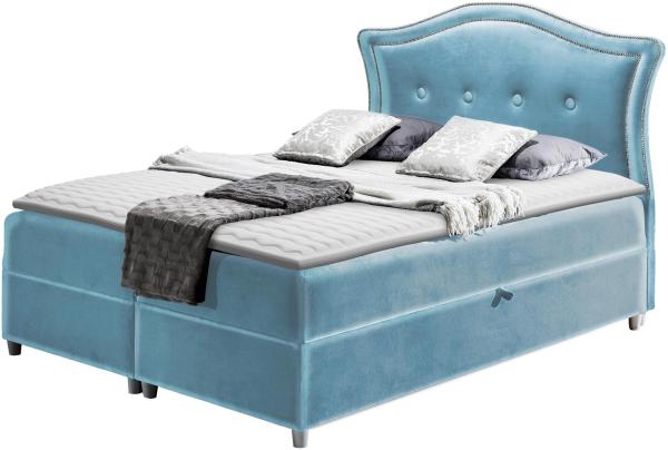 Boxspringbett Bedran, Blau, 180x200 cm