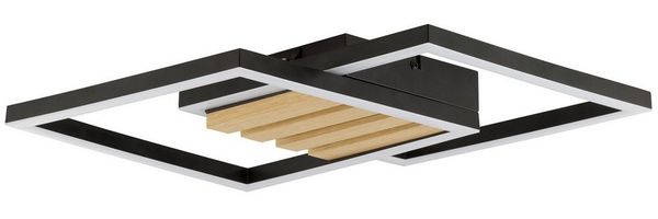 Brilliant LED Deckenleuchte Kaleo, LED fest integriert, Warmweiß, 37,5 x 37,5 cm, 3400 lm, 3000K, schwarz, Holzdekor