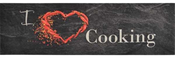 vidaXL Küchenteppich Waschbar Cooking Schwarz 45x150 cm Samt 136549