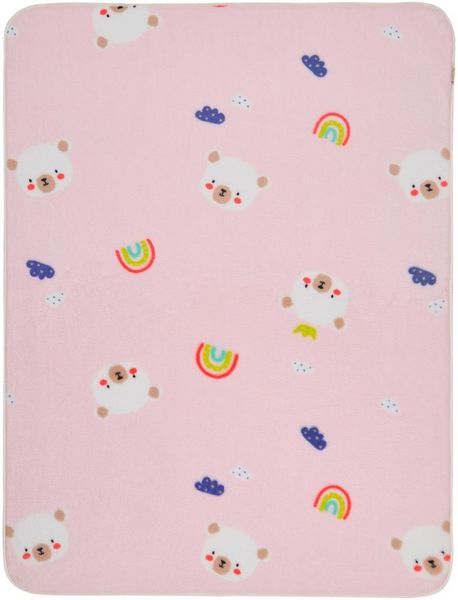 Sterntaler Babydecke Familie Bär, weiche Babydecke aus Plüsch, süßes All-Over Motiv, kurze und langflorige Seite, kuschelig und pflegeleicht, 100×75×1 cm, rosa