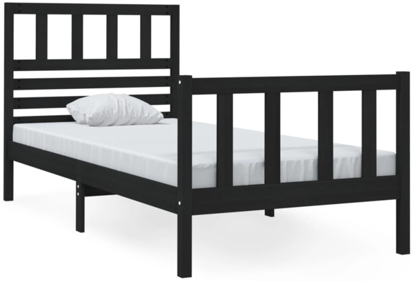 vidaXL Massivholzbett Schwarz 75x190 cm 2FT6 Small Single [3101117]