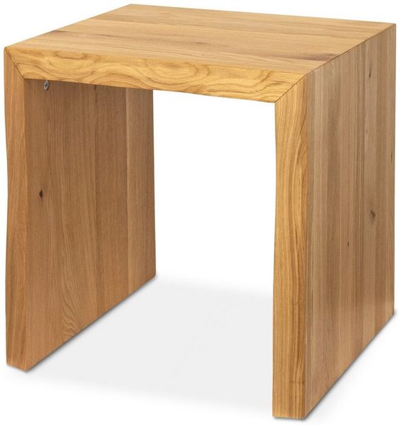 Massivholz Hocker mit Baumkante - Eiche - 40 x 40 x 45cm