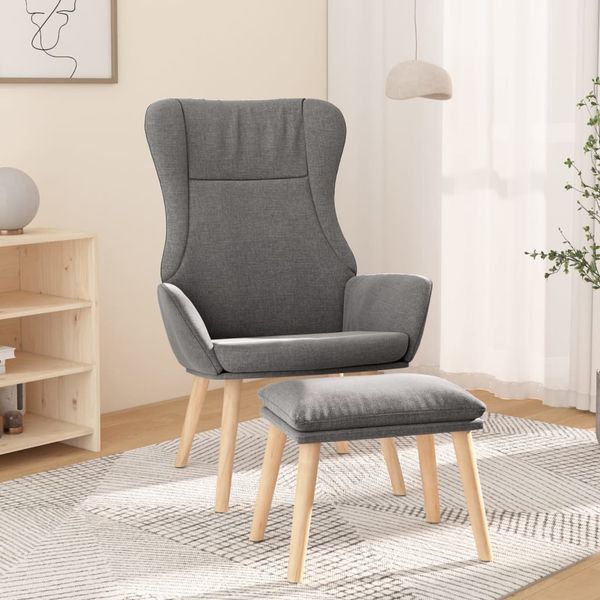 Relaxsessel mit Hocker Hellgrau Stoff [3097882]