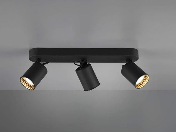 TRIO Leuchten LED Deckenstrahler, LED wechselbar, warmweiß, Decken-lampe minimalistisch Treppenhaus Schwarz, 3-flammig Breite 41cm